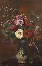 Still Life with Zinneas and Grapes By Alice Marian Ellen Bale