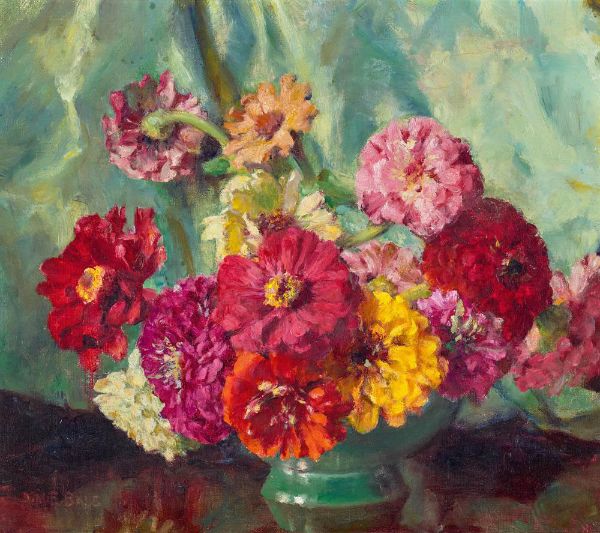 Zinnias by Alice Marian Ellen Bale | Oil Painting Reproduction