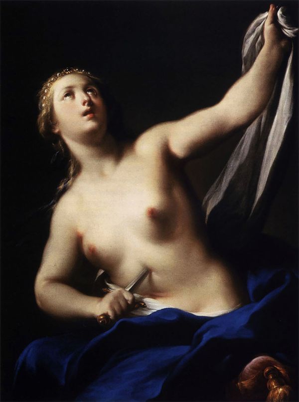 Death of Lucretia 1750 by Andrea Casali | Oil Painting Reproduction