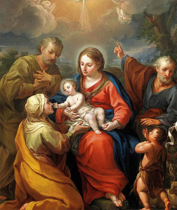 Holy Family and Saints by Andrea Casali | Oil Painting Reproduction