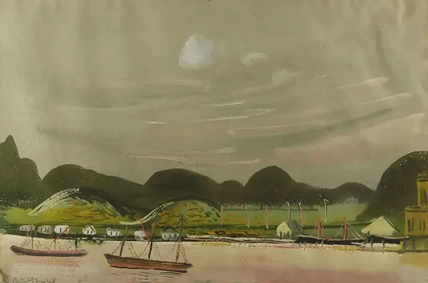 Coastal View with Mountains South America By Boris Grigoriev
