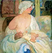 Mother The Artists Wife and Son Kirill By Boris Grigoriev