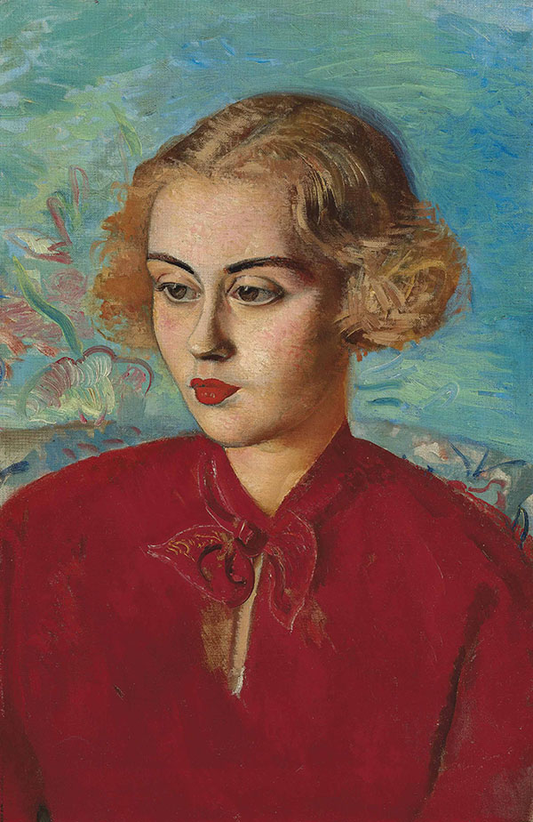 Woman in Red 1936 by Boris Grigoriev | Oil Painting Reproduction