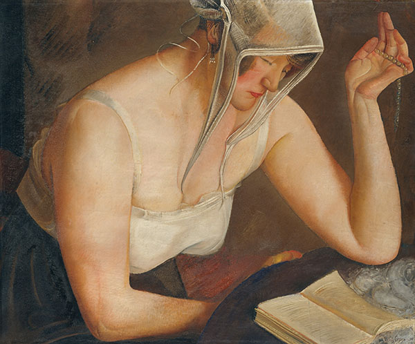 Woman Reading by Boris Grigoriev | Oil Painting Reproduction
