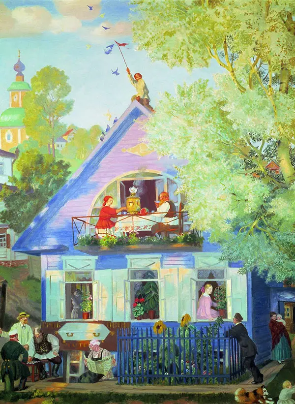 Blue House 1920 By Boris Kustodiev