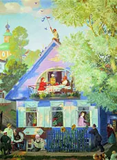 Blue House 1920 By Boris Kustodiev