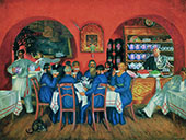 Moscow Tavern By Boris Kustodiev