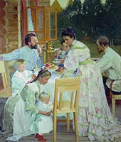 On the Terrace By Boris Kustodiev