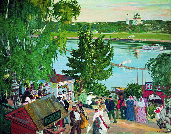 Promenade Along Volga River I 1909 | Oil Painting Reproduction