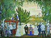 Promenade Along Volga River II 1909 By Boris Kustodiev