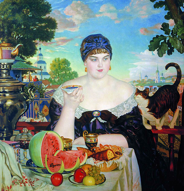 The Merchant's Wife 1918 by Boris Kustodiev | Oil Painting Reproduction