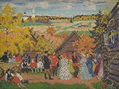 Village Festival By Boris Kustodiev