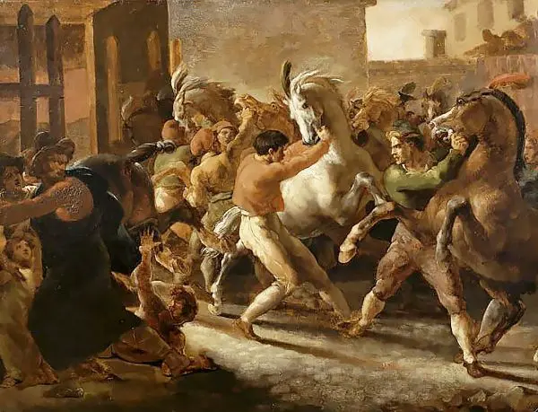 Study For the Race of The Barbarian Horses By Theodore Gericault