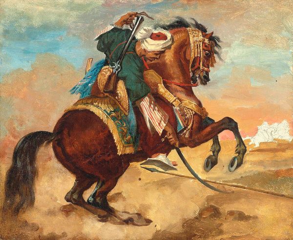 Turk Mounted on Chestnut Colored Horse | Oil Painting Reproduction