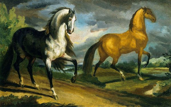 Two Horses by Theodore Gericault | Oil Painting Reproduction