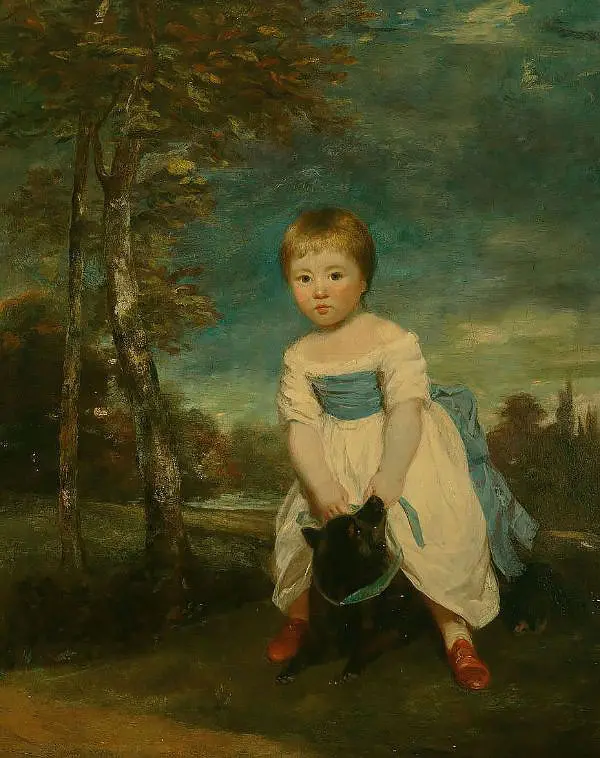 Master William Cavendish Standing Astride a Black Dog By Sir Joshua Reynolds