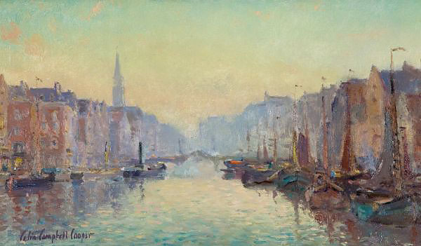 A Canal in Rotterdam by Colin Campbell Cooper | Oil Painting Reproduction
