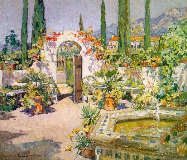 A Santa Barbara Courtyard | Oil Painting Reproduction