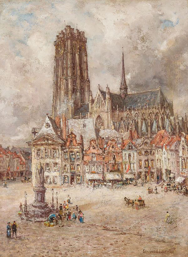 Cathedral Scene by Colin Campbell Cooper | Oil Painting Reproduction