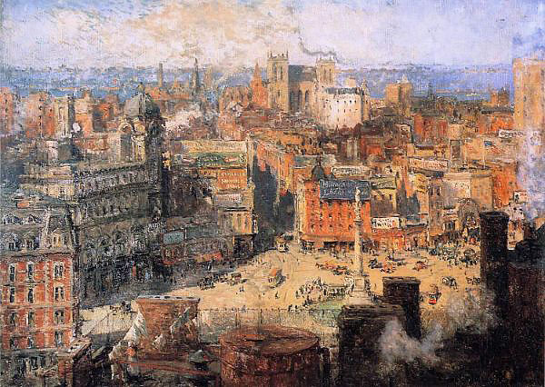 Columbus Circle 1909 by Colin Campbell Cooper | Oil Painting Reproduction