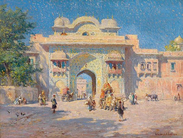 Gate of the Maharaja Palace Jaipur 1914 | Oil Painting Reproduction
