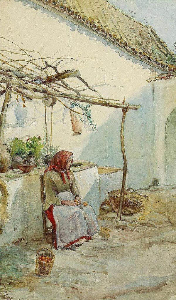Lady Seated Near a Well 1890 | Oil Painting Reproduction
