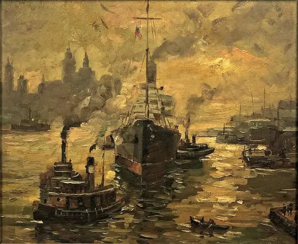 NYC Hudson River Scene By Colin Campbell Cooper