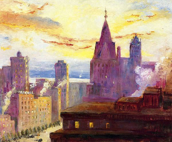 Rooftops at Sunset by Colin Campbell Cooper | Oil Painting Reproduction