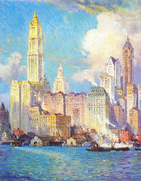 View of Wall Street by Colin Campbell Cooper | Oil Painting Reproduction