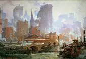 Wall Street Ferry Ship c1920 By Colin Campbell Cooper
