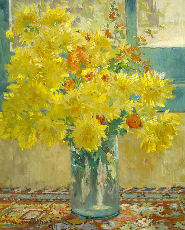 Yellow Chrysanthemums by Colin Campbell Cooper | Oil Painting Reproduction