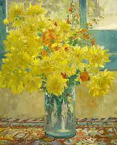 Yellow Chrysanthemums By Colin Campbell Cooper