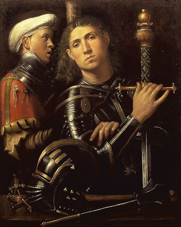 Knight and Groom c1502 by Giorgione | Oil Painting Reproduction