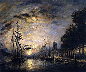 Moonlight over a Canal Dordrecht By Johan Barthold Jongkind
