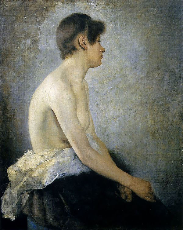 Half Nude Woman 1888 by Anton Azbe | Oil Painting Reproduction