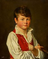 A Boy in a White Shirt and Red Waistcoat By Antoine Jean Gros