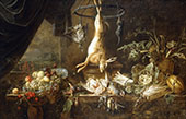 A Hare and Snipe Hanging from a Game Ring By Adriaen Van Utrecht