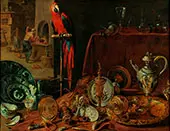 Still Life with Parrot or Allegory of Fire By Adriaen Van Utrecht