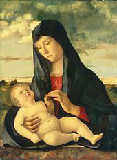 Madonna and Child in Landscape c1480 By Giovanni Bellini