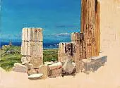 Broken Columns View from the Parthenon Athens By Frederic Edwin Church
