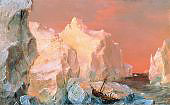 Icebergs and Wreck in Sunset 1860 By Frederic Edwin Church