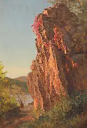 Landscape with Large Rock Possibly North Carolina By Frederic Edwin Church