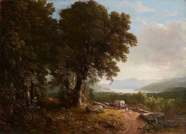 Landscape with Covered Wagon 1847 | Oil Painting Reproduction