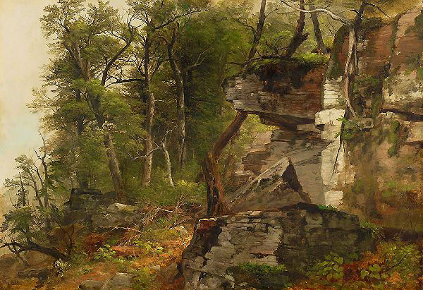 Trees on a Rocky Hillside c1849 | Oil Painting Reproduction
