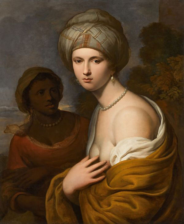 A Lady Wearing a Turban with her Maid | Oil Painting Reproduction
