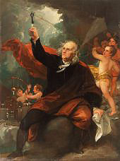 Benjamin Franklin Drawing Electricity from the Sky By Benjamin West