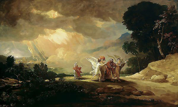 Lot Fleeing from Sodom 1810 by Benjamin West | Oil Painting Reproduction