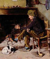 Man with his Dog before a Hearth 1884 By Benjamin West