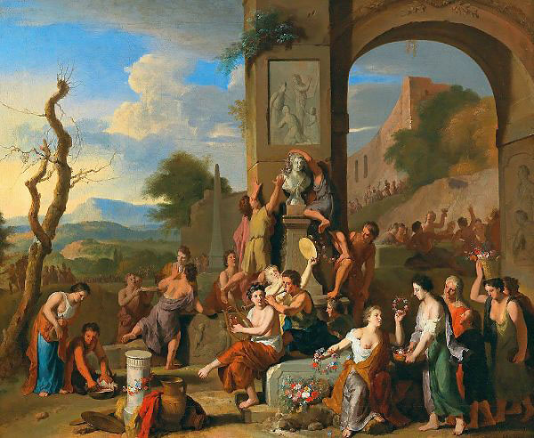 A Sacrifice in Roman Ruins by Gerard Hoet | Oil Painting Reproduction