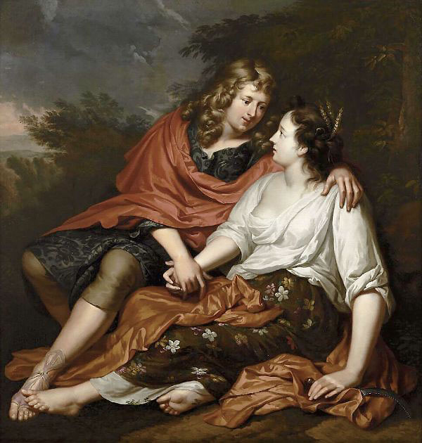 Vertumnus and Pomona by Gerard Hoet | Oil Painting Reproduction